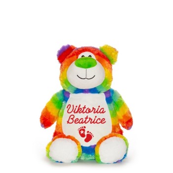 Stofftier Bär Regenbogen bestickt mit Namen